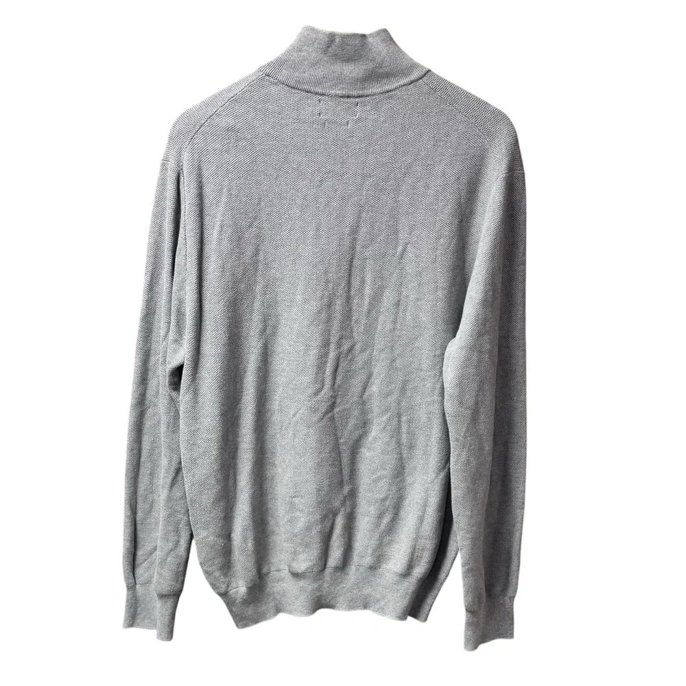 Polo Ralph Lauren Mens Mesh Knit Cotton Quarter 1/4 Zip Sweater Gray Grey XL